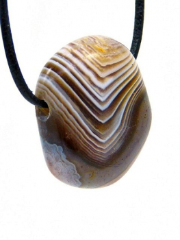 Achat grau gebändert,  Größe LG, Botswana, gebohrt